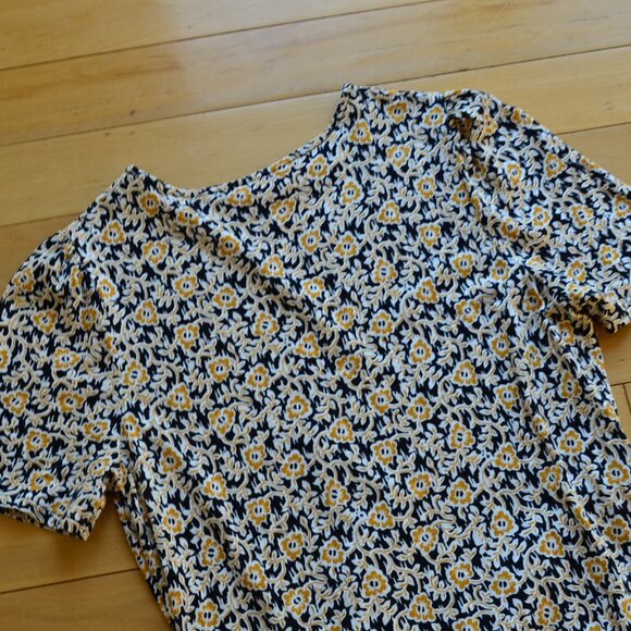 Boden Knot Front Jersey Dress Black Clover Swirl Short Sleeve Size 10R - Picture 10 of 12